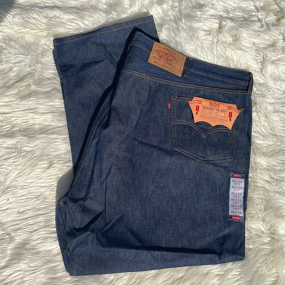 Levi's Strauss Men's Big & Tall Levi's 501 Original Fit Blue Jeans Size 60 x 32 - Picture 3 of 13